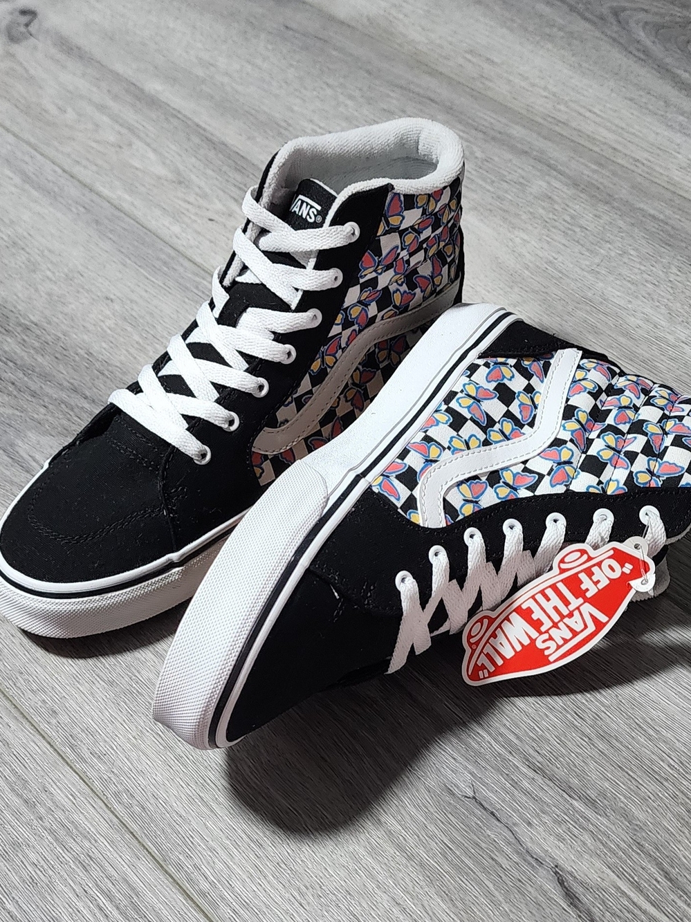 NWT Vans Filmore Hi Butterfly Checkerboard High Top Sneakers Womens Size 7.5